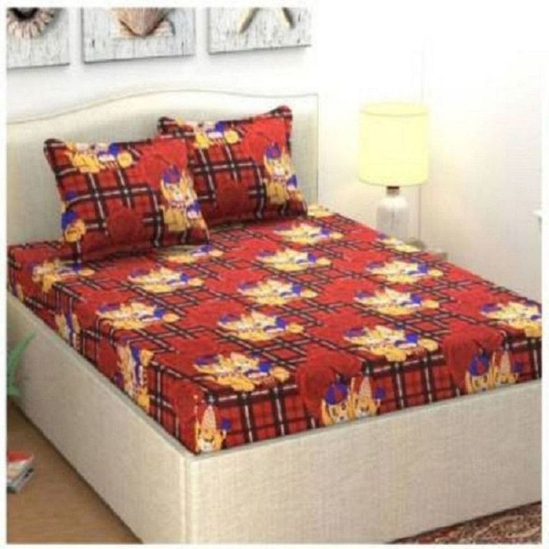 SAM GALAXY 160 TC Cotton, Microfiber Double, King 3D Printed Flat Bedsheet  (Pack of 1, Maroon)