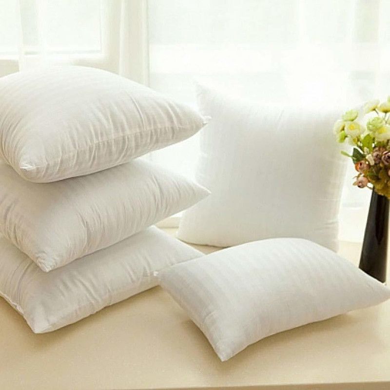 Nivasam 16x16 Inch Polyester Fibre Stripes Cushion Pack of 5  (White)