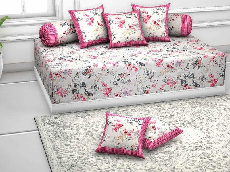 298 TC Cotton Single Jaipuri Prints Bedsheet  (Pack of 1, muklticolor pink)