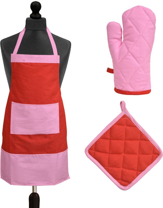 LaVichitra Pink Cotton Kitchen Linen Set  (Pack of 3)