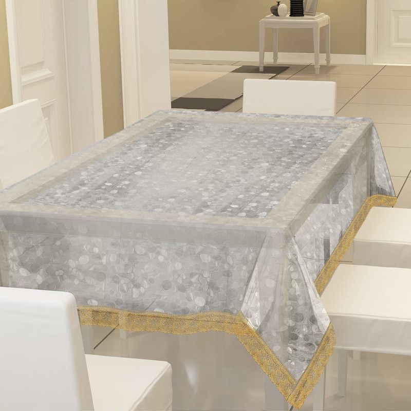 Self Design 6 Seater Table Cover  (GOLDEN, PVC)