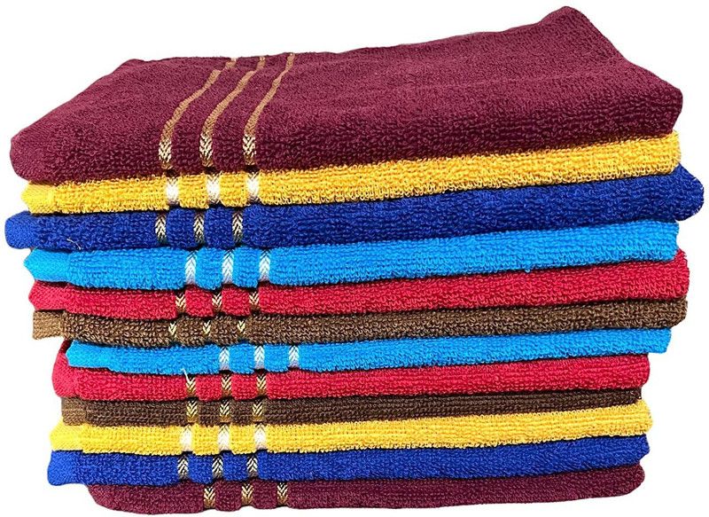 Cotton Face Cloth/Napkin 12" x17", Small Size , 400 Gsm Daily Use Multicolor Napkins  (12 Sheets)