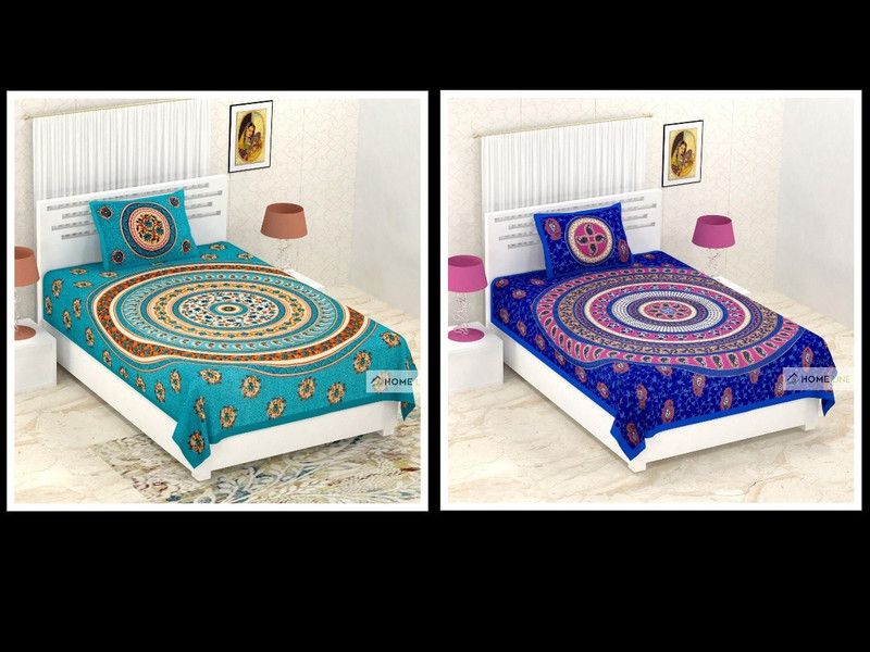 144 TC Cotton Single Bedsheet  (Pack of 2, Design141)