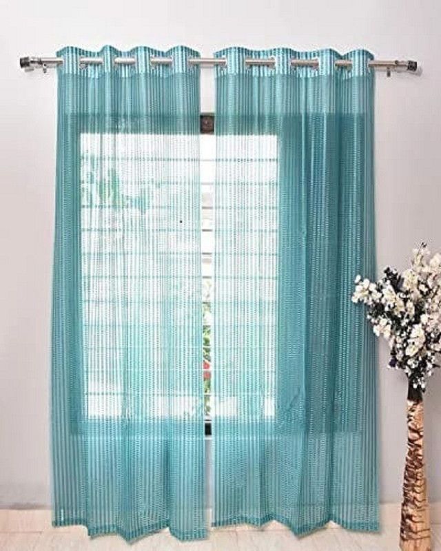 213.5 cm (7ft) Door Curtain  (Blue, Pack of 2)