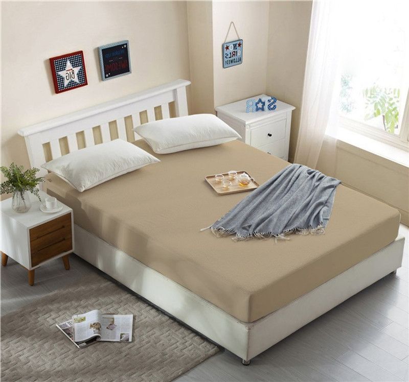 SLEEP SPA Fitted King Size Waterproof Mattress Cover  (Beige)