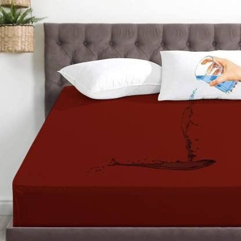 CHICERY Fitted Queen Size Waterproof Mattress Cover  (Maroon)