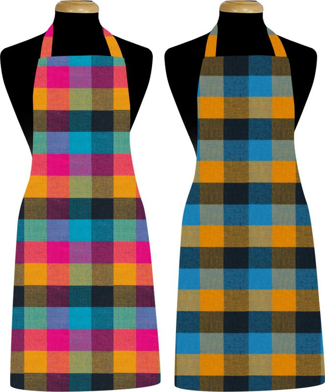 AKHVI Cotton Home Use Apron - Free Size  (Multicolor, Pack of 2)