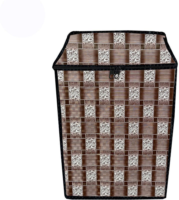 JM Homefurnishings Top Loading Washing Machine Cover  (Width: 57 cm, Brown, Black)