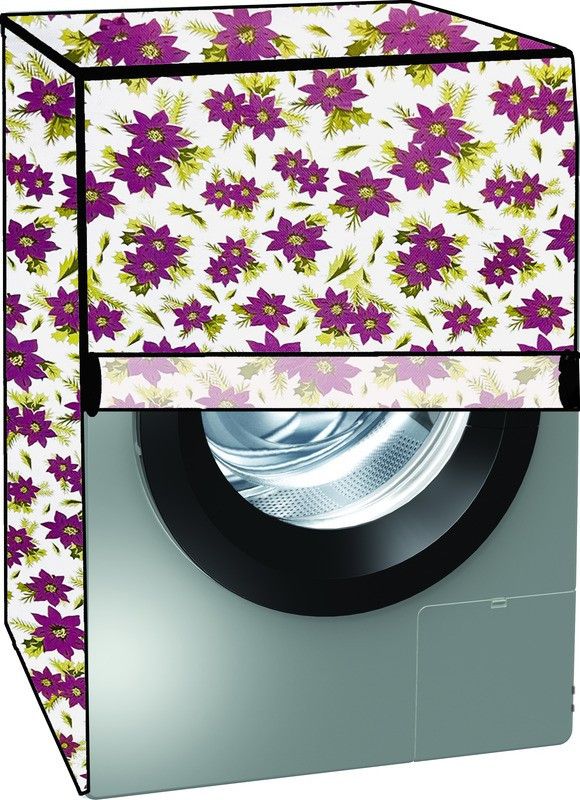 KVAR Front Loading Washing Machine Cover  (Width: 68 cm, Purple, White)