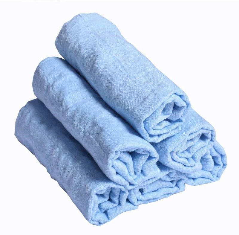 Glus Pure Cotton 4 Layers Stitched Roti Cover Solid Roti Square Flap Cover  (Blue, 6)