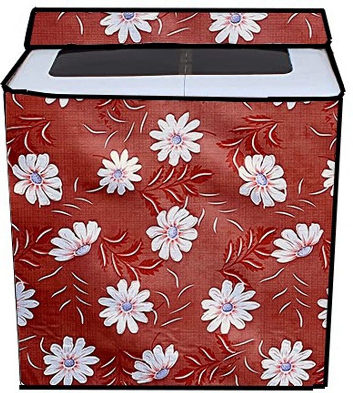 JM Homefurnishings Semi-Automatic Washing Machine Cover  (Width: 81 cm, Brown, White)