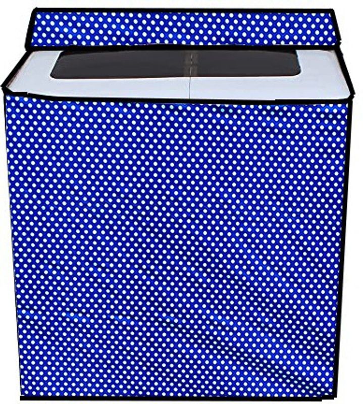 JM Homefurnishings Semi-Automatic Washing Machine Cover  (Width: 82 cm, Blue, White)