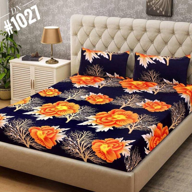 satvik handloom 150 TC Cotton Double Printed Flat Bedsheet  (Pack of 1, Multicolor)