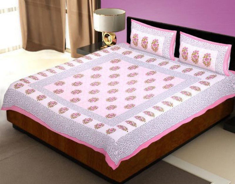 Frion Kandy Cotton Double Printed Flat Bedsheet  (Pack of 1, Multicolor)