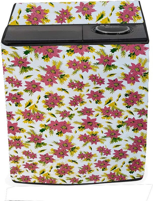 KVAR Semi-Automatic Washing Machine Cover  (Width: 84 cm, Brown, White)