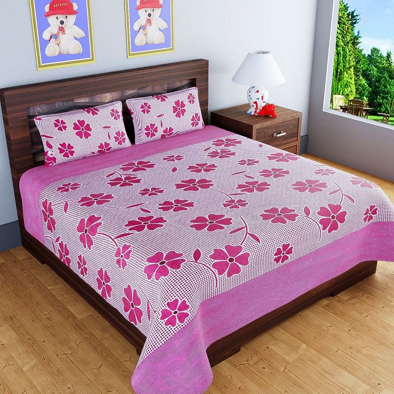 Geiva 260 TC Polycotton Double Floral Flat Bedsheet  (Pack of 1, Multicolor)