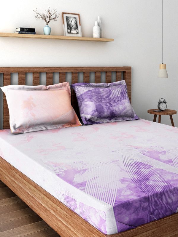 Raymond 300 TC Cotton Double Abstract Flat Bedsheet  (Pack of 1, Pink)