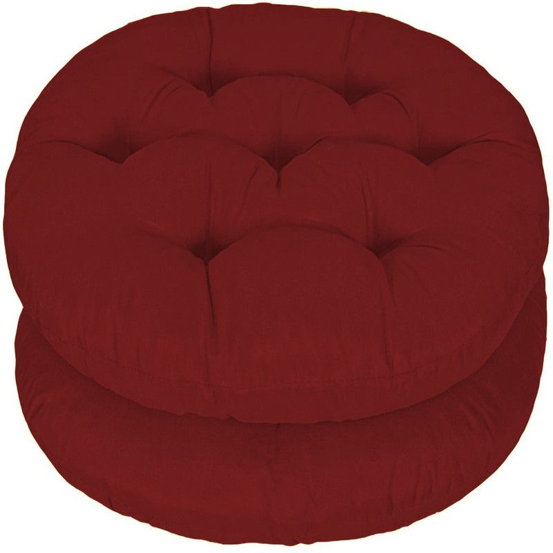 Mom's Moon Round Chair Cushion Polyester Fibre Solid Chair Pad Pack of 2  (Maroon)