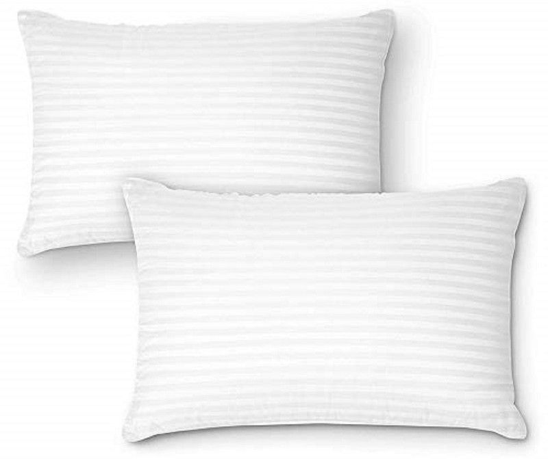 curious lifestyle Cotton Stripes Sleeping Pillow Pack of 2  (White)