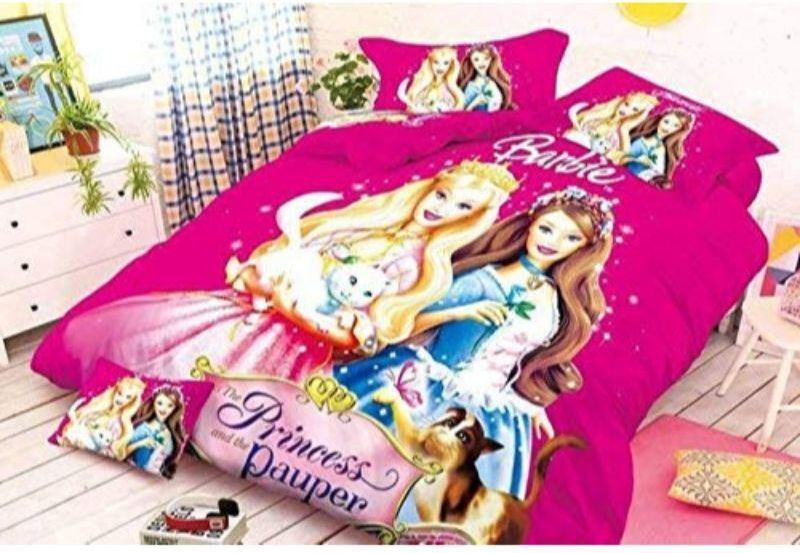 SinghsVillas Decor 140 TC Cotton Double Printed Flat Bedsheet  (Pack of 1, Pink)