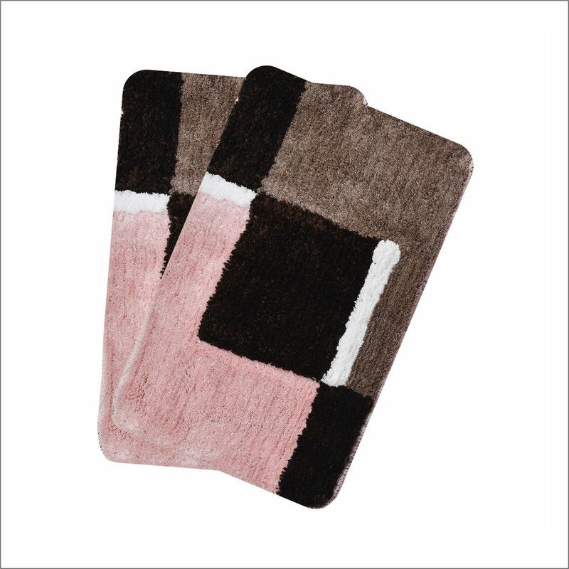 SRX Cotton Door Mat  (black and white, Medium, Pack of 2)
