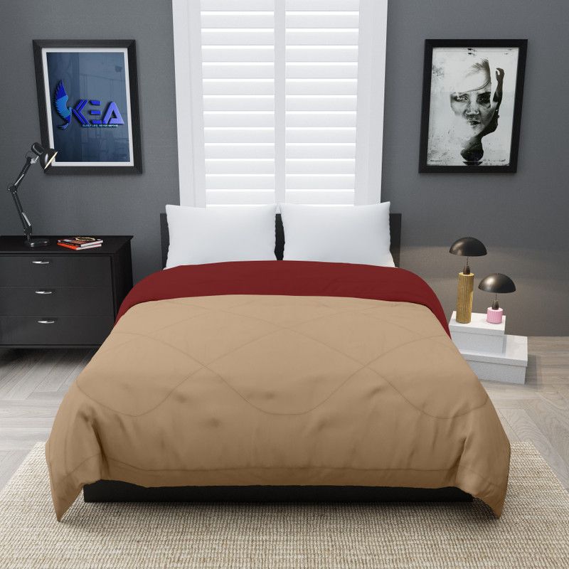 STEVE Solid Double Comforter for Mild Winter  (Microfiber, Taupe, Maroon)