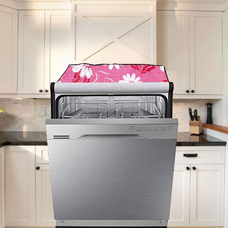 JM Homefurnishings Dishwasher Cover  (Width: 26 cm, Red, White)