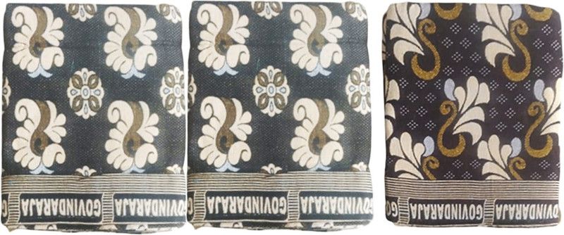 amman textiles 180 TC Cotton Queen Self Design Flat Bedsheet  (Pack of 3, Multi210)