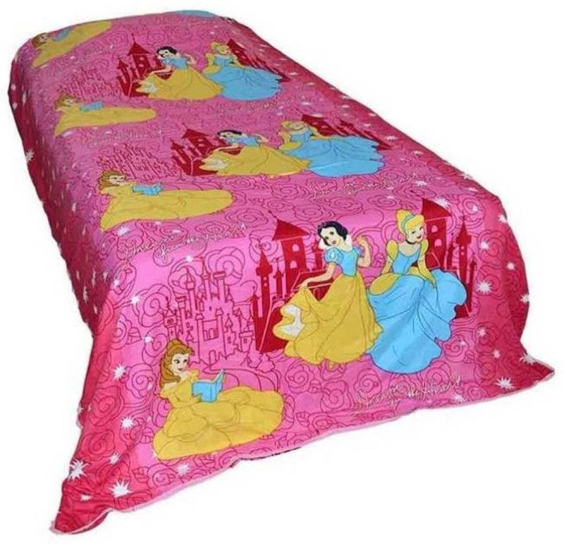 RK Fashion 144 TC Cotton Single Cartoon Flat Bedsheet  (Pack of 1, Pink)