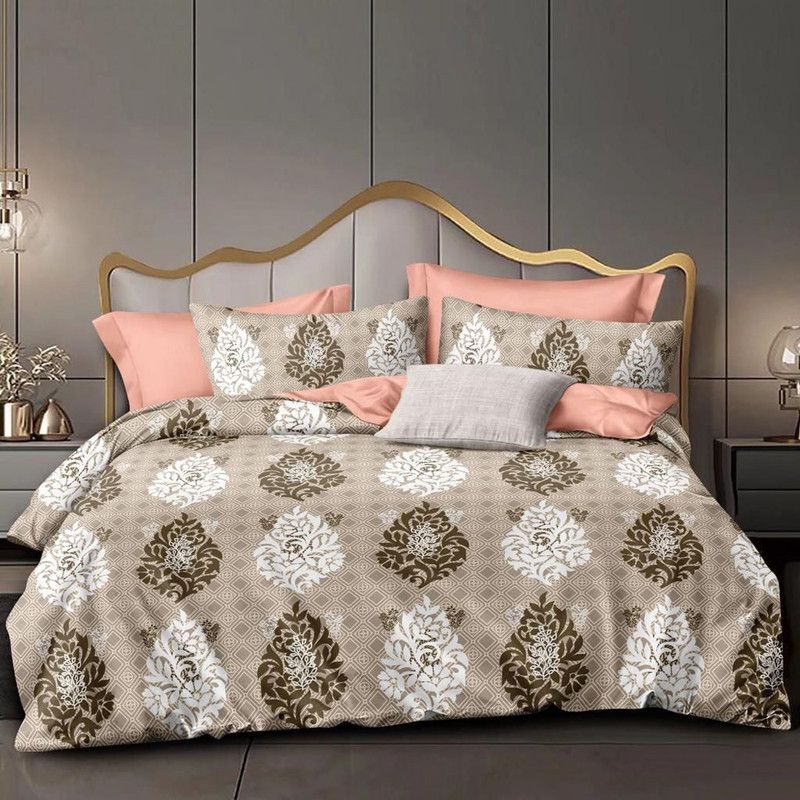 anbu 220 TC Polycotton Double Self Design Flat Bedsheet  (Pack of 1, Orange)