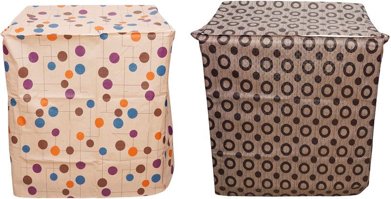 Da Anushi Semi-Automatic Washing Machine Cover  (Width: 60 cm, Multi Dot, Dark Brown Round)