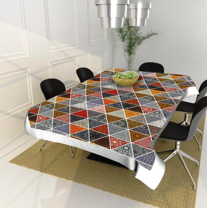SLEWINO Geometric 4 Seater Table Cover  (Multicolor Tangle, Plastic)