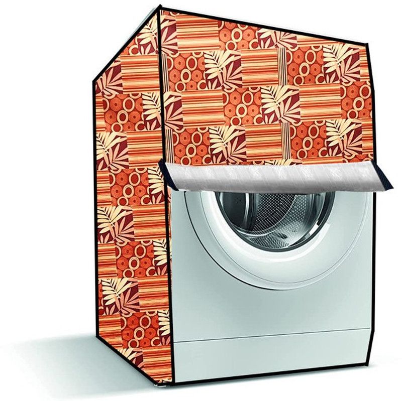 Delideal Front Loading Washing Machine Cover  (Width: 66 cm, Orange, Yellow)