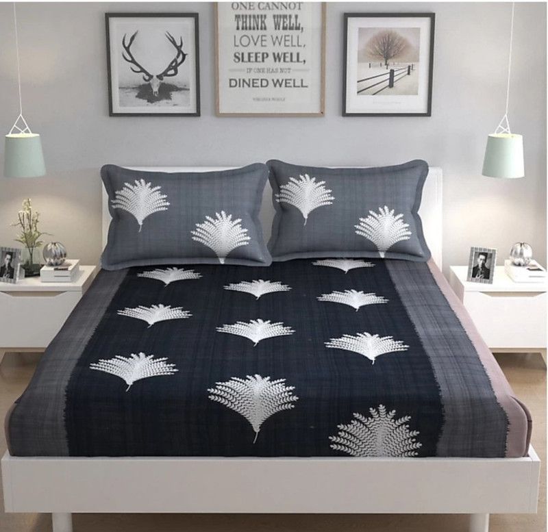 120 TC Microfiber Double 3D Printed Bedsheet  (Pack of 1, White)