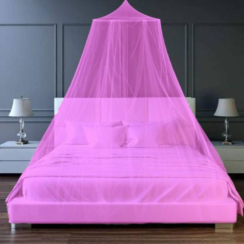 Neruti Enterprise Polyester Adults Washable Double bed(Round) Mosquito Net  (Pink, Ceiling Hung)