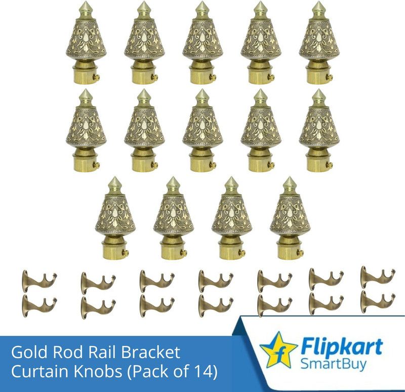 Flipkart SmartBuy Gold Curtain Knobs, Rod Rail Bracket Metal  (Pack of 14)