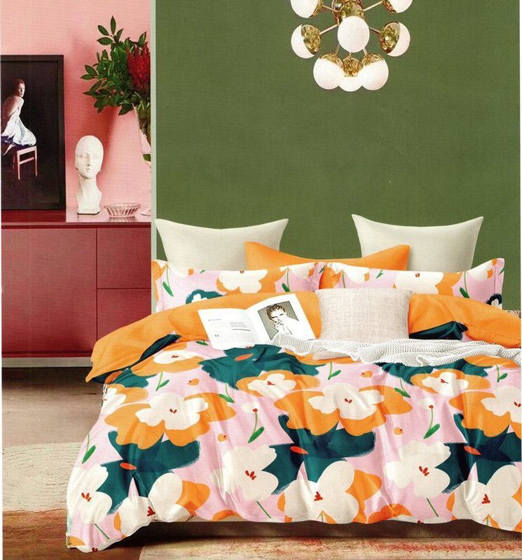 Aashirwad Creations 180 TC Cotton King Floral Flat Bedsheet  (Pack of 1, Multicolor)
