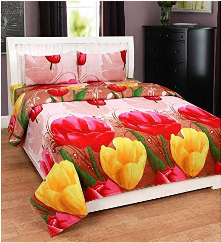 PRODUCTSCK 179 TC Polycotton Double Floral Flat Bedsheet  (Pack of 1, Multicolor)