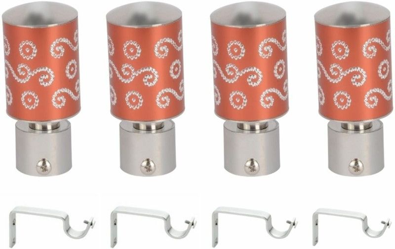 ZYREX Brown Rod Rail Bracket, Curtain Knobs Metal