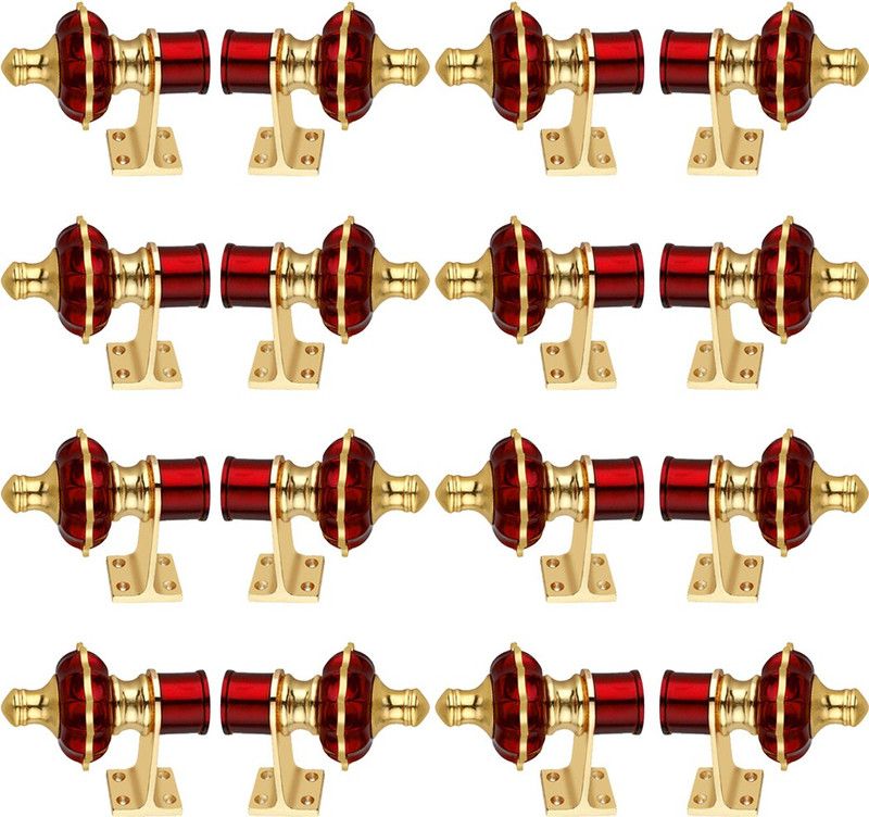 Crezx Brown, Gold Rod Rail Bracket, Curtain Knobs, Curtain Hooks, Tassels, Curtain Rods Metal  (Pack of 16)