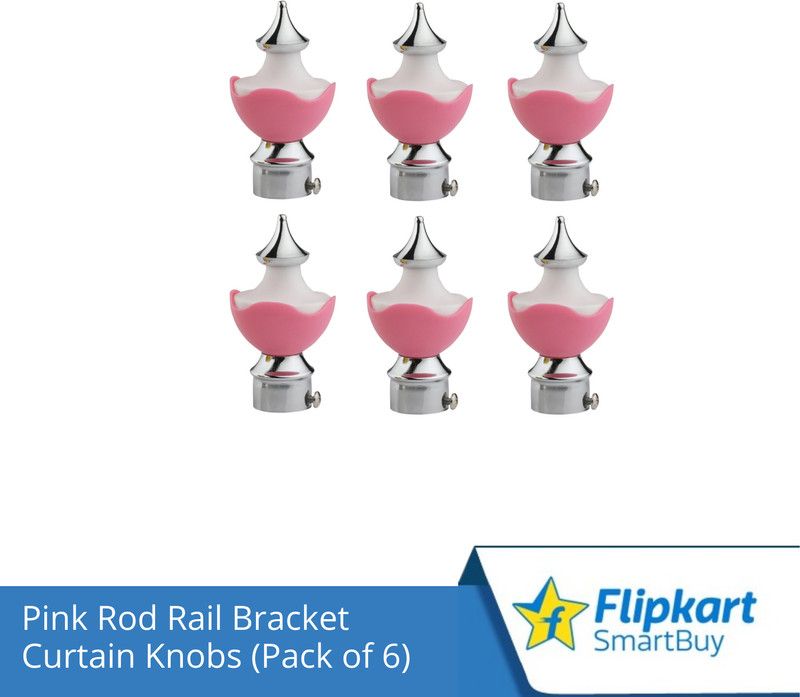 Flipkart SmartBuy Pink Curtain Knobs, Rod Rail Bracket Metal  (Pack of 6)