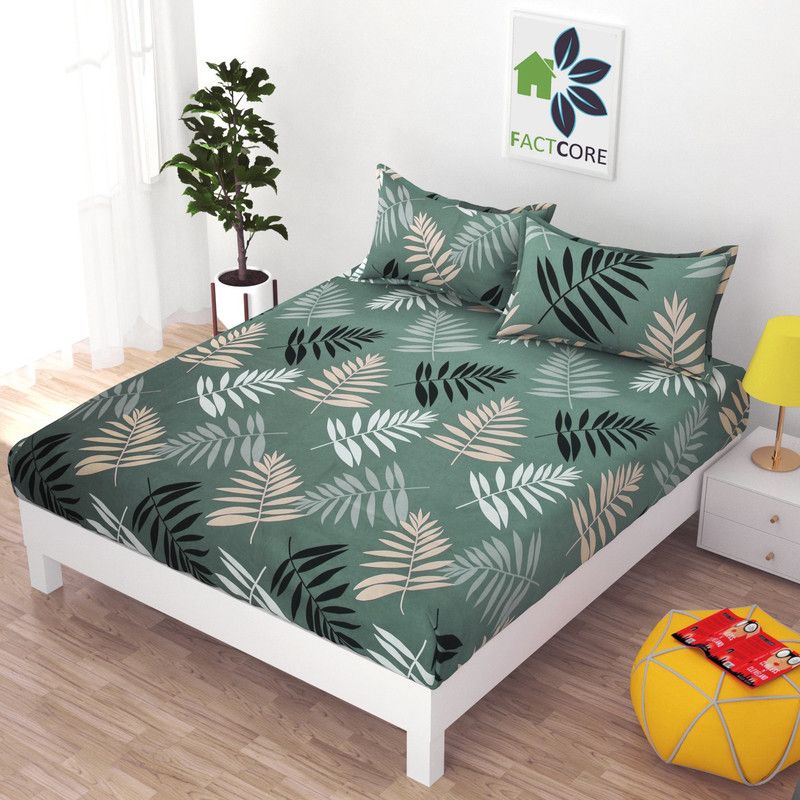 FACTCORE 144 TC Polycotton King Floral Flat Bedsheet  (Pack of 1, Multicolor)