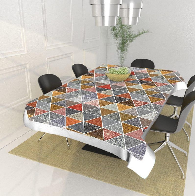 Printed 6 Seater Table Cover  (Multicolor, PVC)