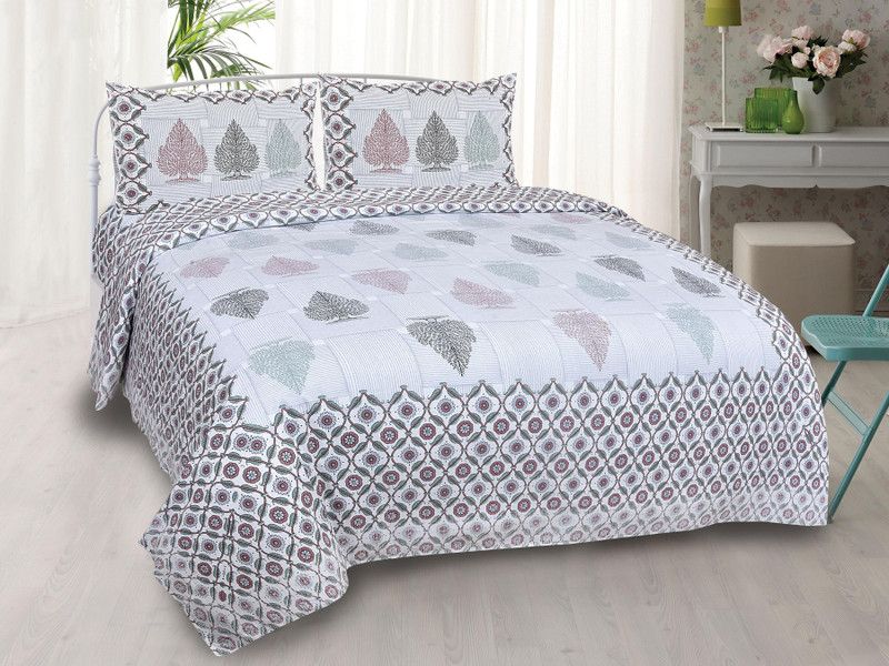 Sanvee 168 TC Cotton King Jaipuri Prints Flat Bedsheet  (Pack of 1, Brown2)