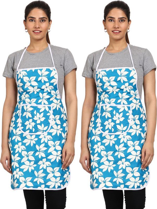 JMI Cotton Chef's Apron - Free Size  (Blue, Pack of 2)