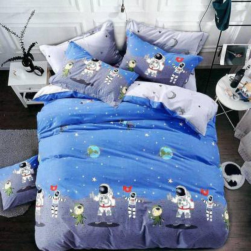 Best&Well 155 TC Microfiber Double Cartoon Flat Bedsheet  (Pack of 1, Multicolor)
