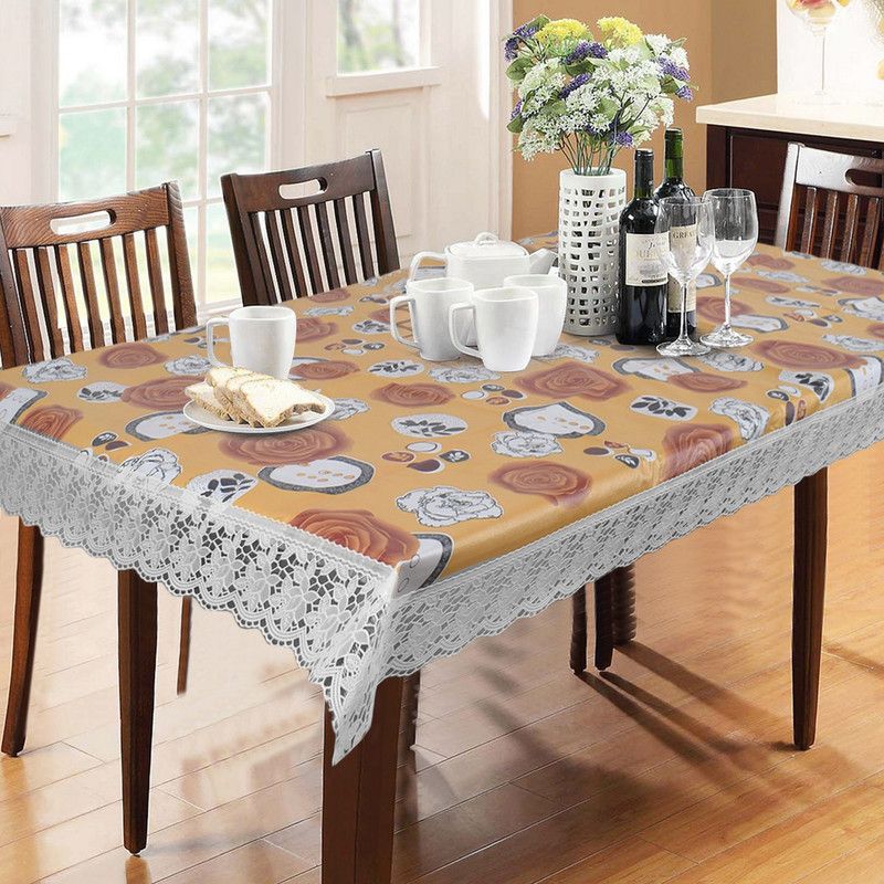 STYLZI Solid 6 Seater Table Cover  (Yellow, PVC)