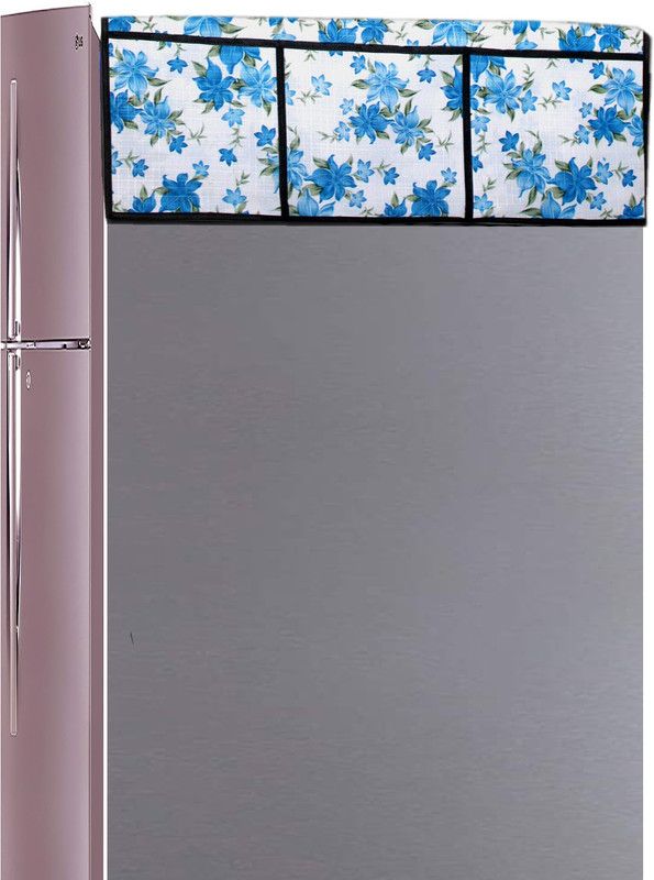 JM Homefurnishings Refrigerator Cover  (Width: 56 cm, Picton Blue, Glacier)