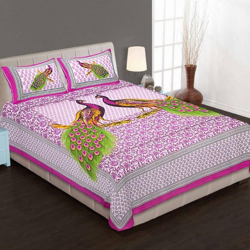 Divy Fusion Fashion 240 TC Cotton King Printed Flat Bedsheet  (Pack of 1, Pink)