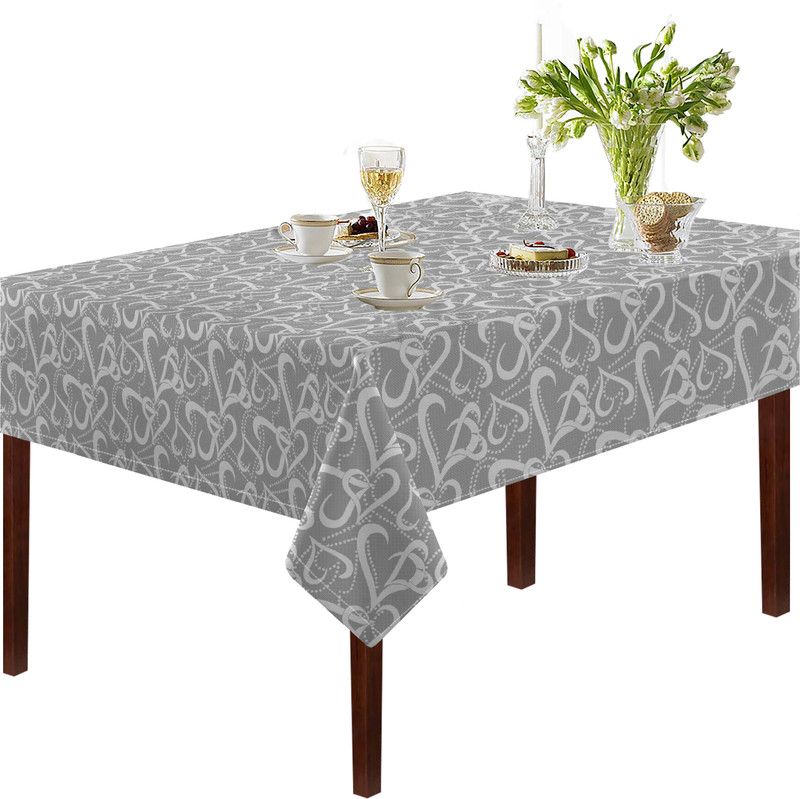 OASIS Self Design 6 Seater Table Cover  (Grey, Cotton)